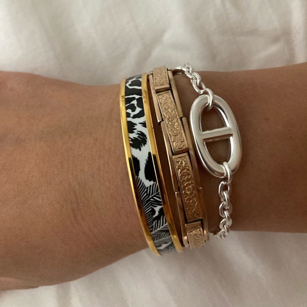 Guaranteed Authentic Hermes Enamel GHW Bangle